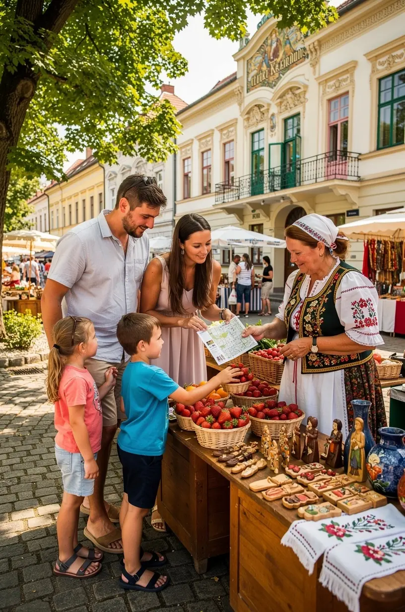 Pohľad na historické centrum kúpeľného mesta s kaviarňami a miestnymi trhmi, vhodné na oddych a spoznávanie.